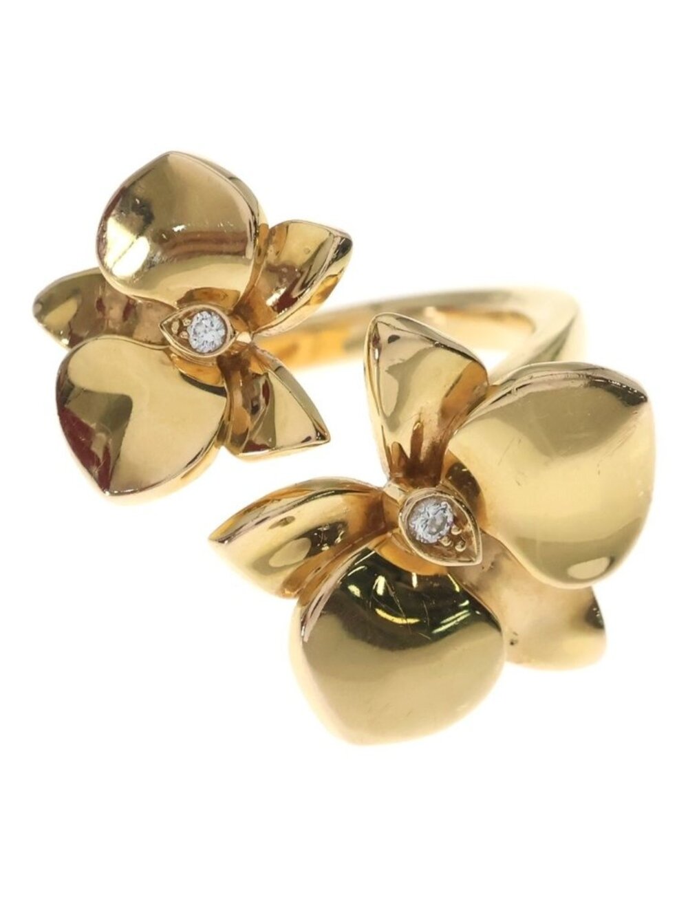 Cartier 18k Yellow Gold Caresse D'orchidees Par Ring Carre Diamond